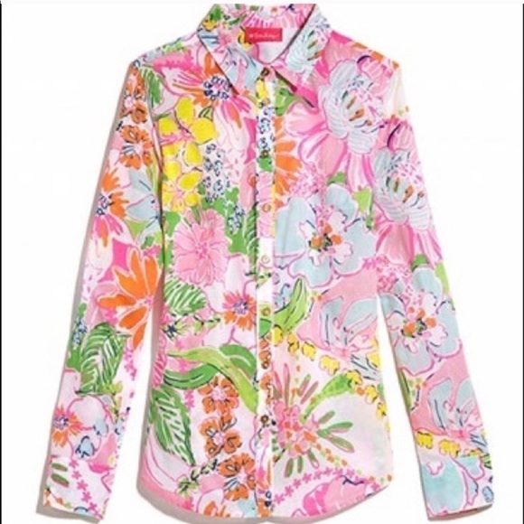 Lilly Pulitzer for Target Tops - Lilly Pulitzer Pink Floral Button Up Shirt